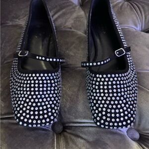 ShuShop Black and Silver Studded Flats
